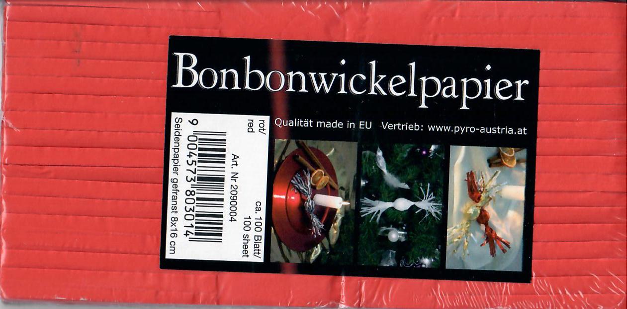 Bonbonwickelpapier 8x16, rot, ca. 100 Blatt