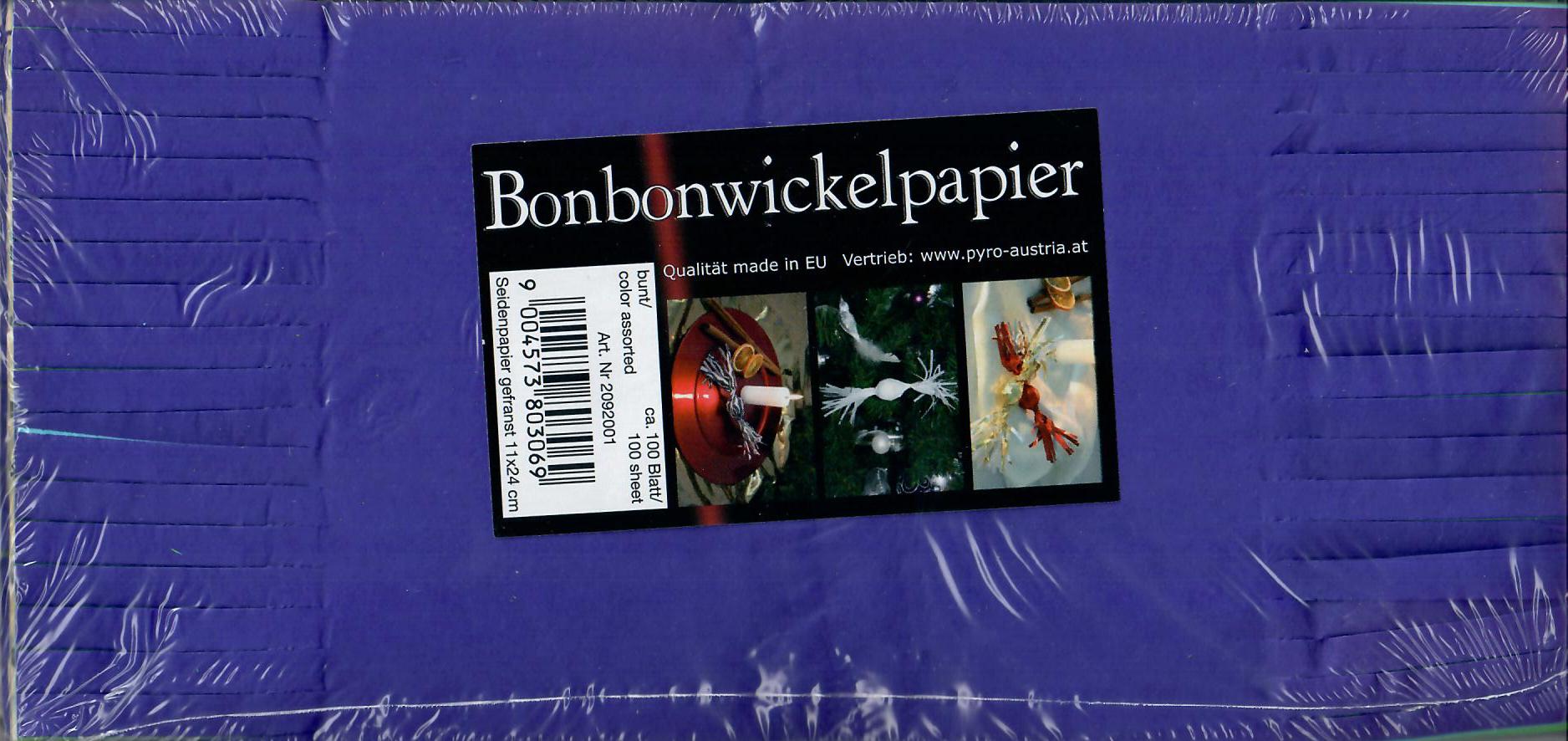 Bonbonwickelpapier 11x24, bunt gemischt, ca. 100 Blatt