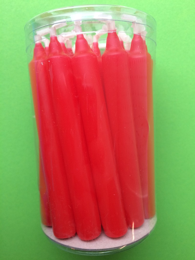 Christbaumkerzen (VPE=20 Stk), tropffrei in Dose, rot