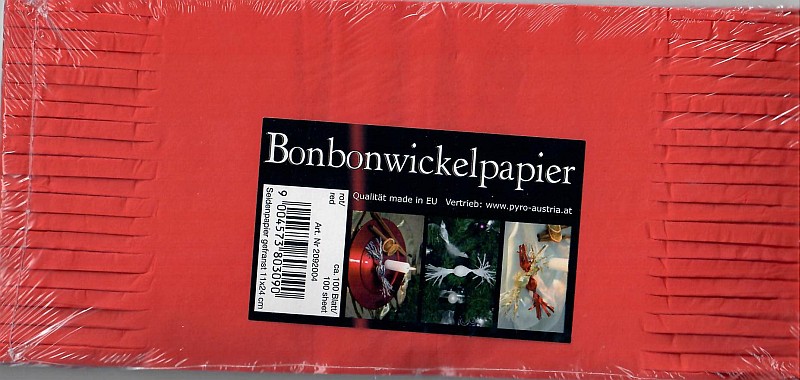 Bonbonwickelpapier 11x24, rot, ca. 100 Blatt