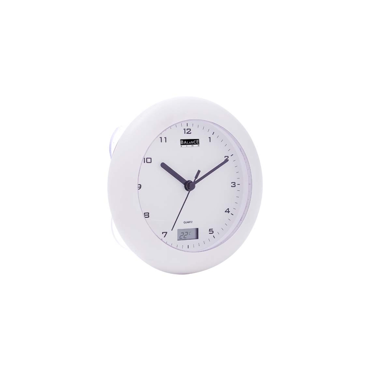 506271 Badenzimmeruhr / Thermometer 17 cm analog Weiss