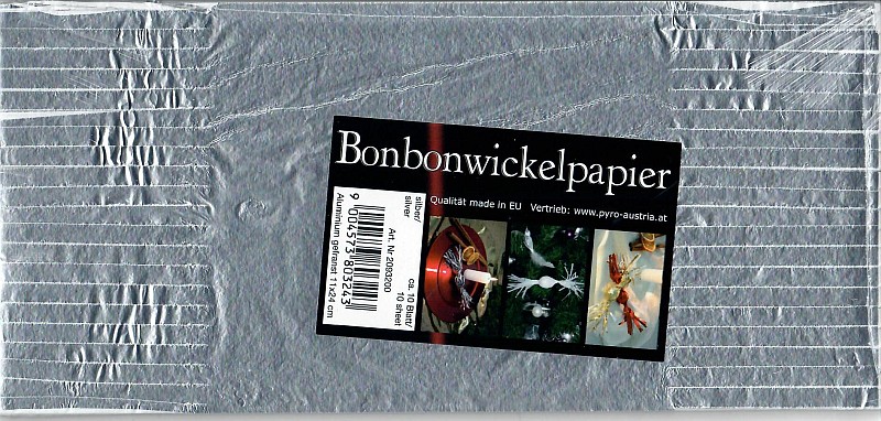 Bonbonwickelpapier 11x24, ALU - mit Fransen, silber, ca. 10 Blat