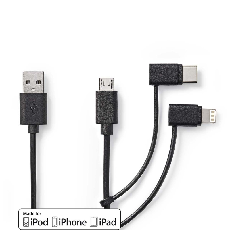 CCGP60620BK10 3 in 1-Kabel | USB 2.0 | USB-A Stecker | Apple Lig