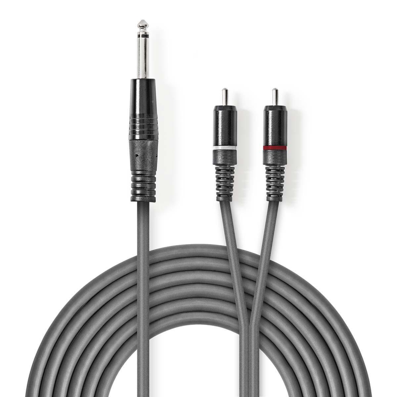 COTH23300GY15 Stereo-Audiokabel | 6.35 mm Stecker | 2x RCA Steck