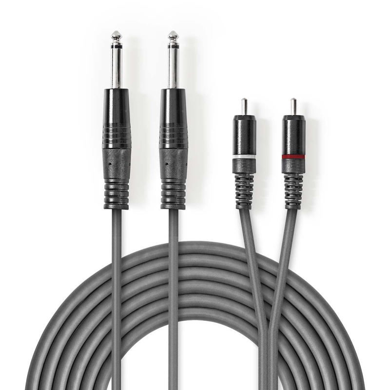 COTH23320GY15 Stereo-Audiokabel | 2x 6.35 mm Stecker | 2x RCA St