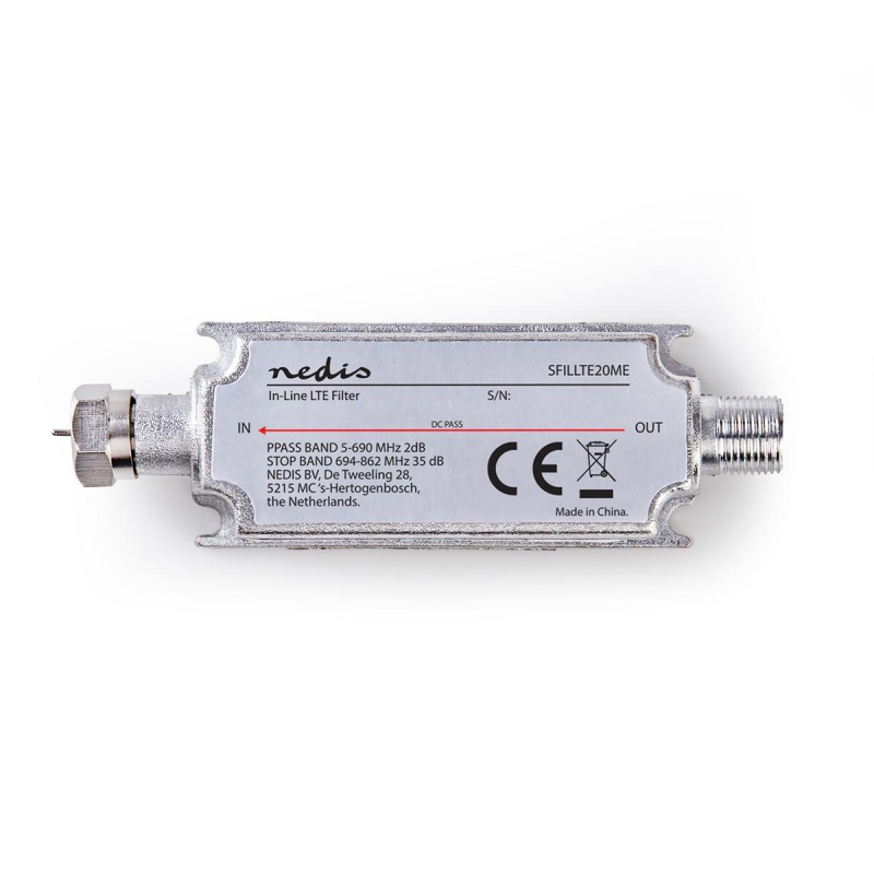 SFILLTE20ME LTE Filter | DVB-T2 | In-line | 694 - 862 MHz | F St
