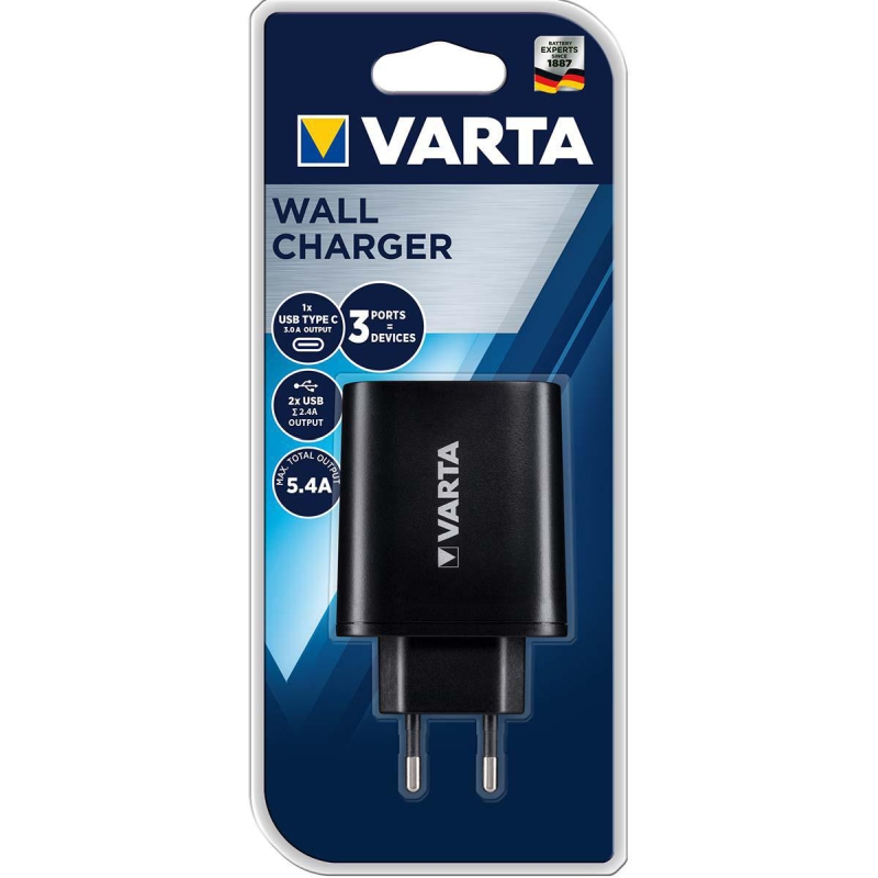 VARTA-57958 USB-Wandladegerät (2x USB-A / 1x USB-C) (VPE=4 Stk)